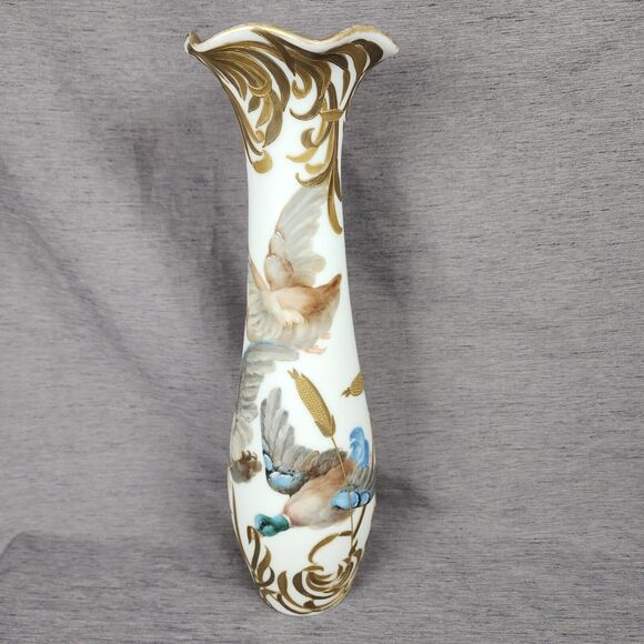 Mt Washington Guba Duck Vase RARE Colonial Ware 1005 Hand Painted 16.5" Antique - Picture 4 of 10